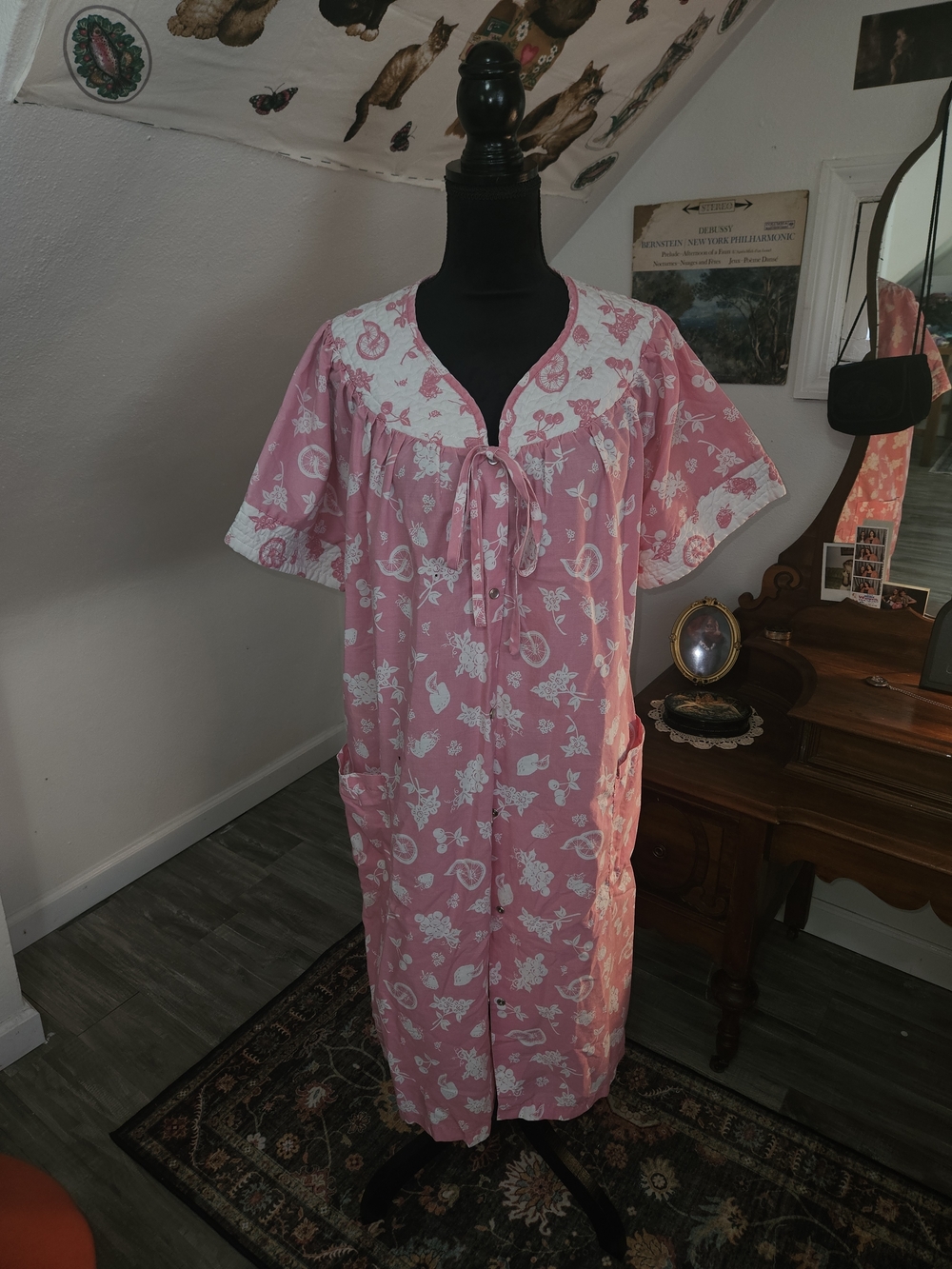 Vintage Nightgown in Pink and White